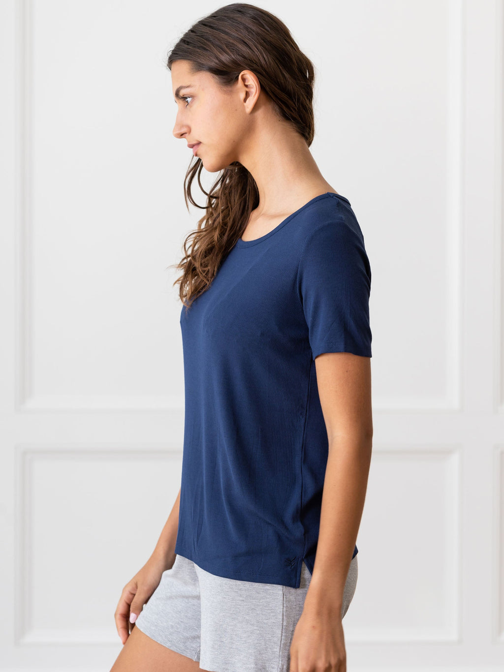 Women’s Bamboo Rib-Knit Short Sleeve Lounge Top - Last Chance