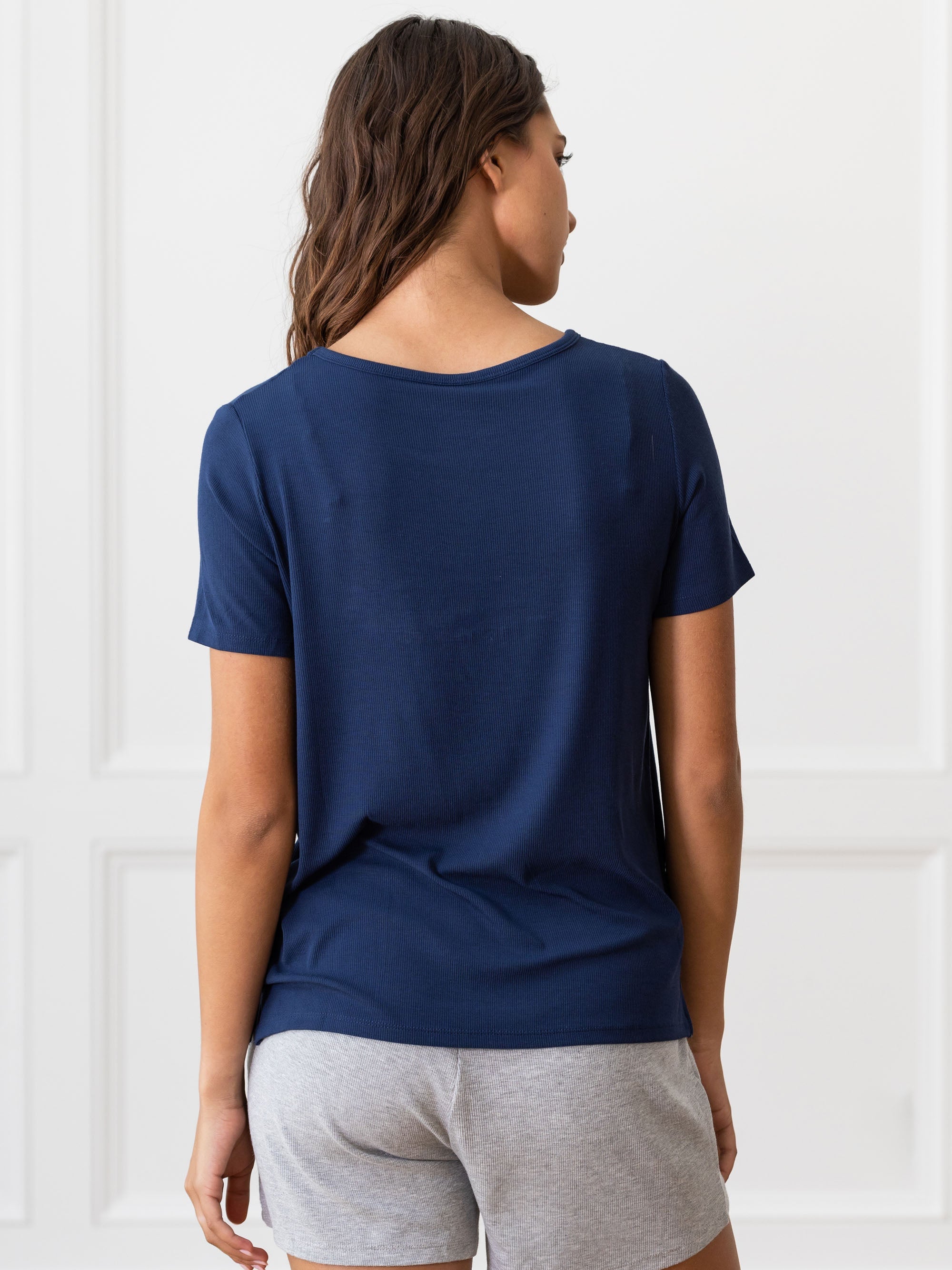 Women’s Bamboo Rib-Knit Short Sleeve Lounge Top - Last Chance